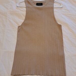 Banana Republic Sculpted Ribbed Tank Beige Sz M EUC